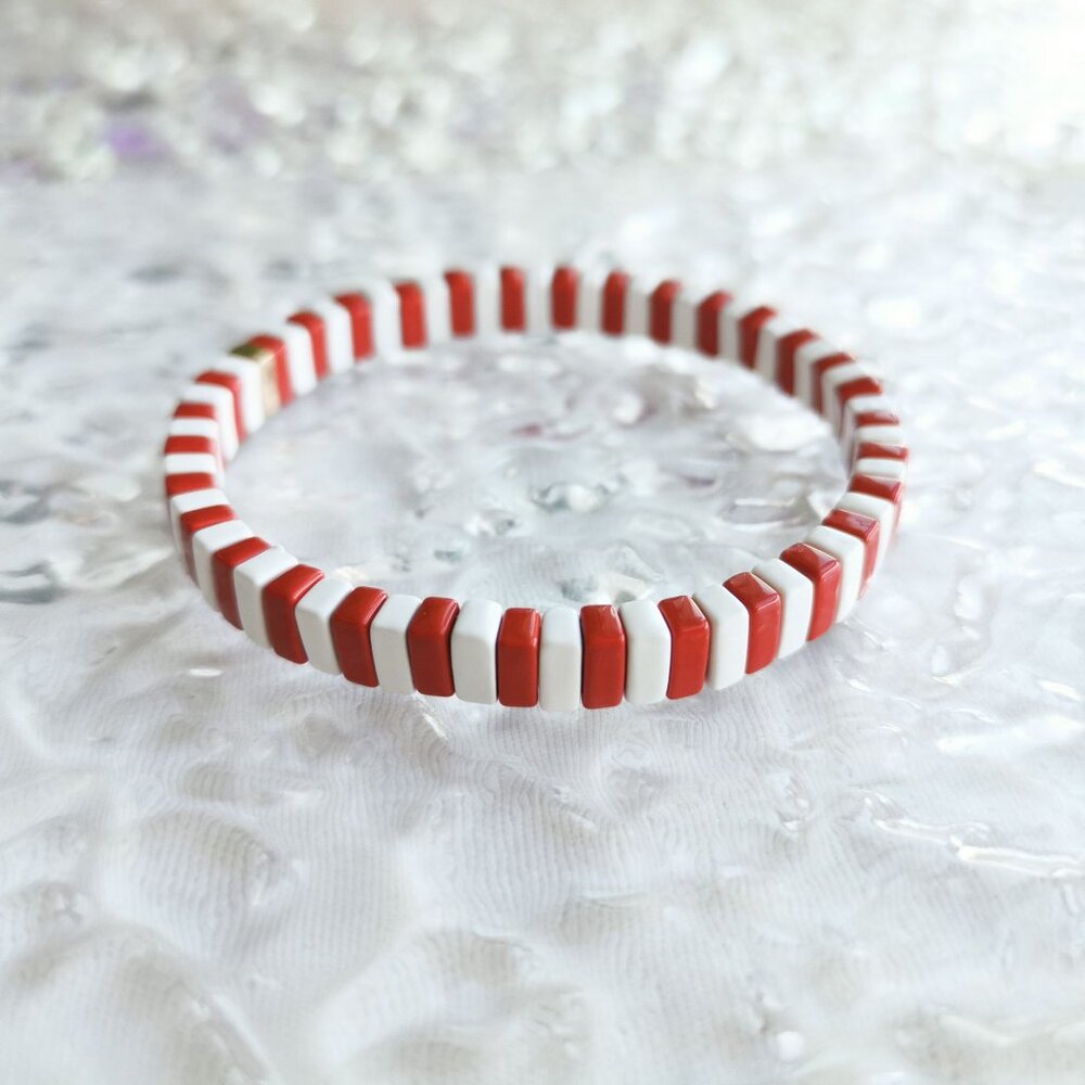 Roxanne Assoulin - Only Love Gold Red White Beads Enamel Bracelet - new